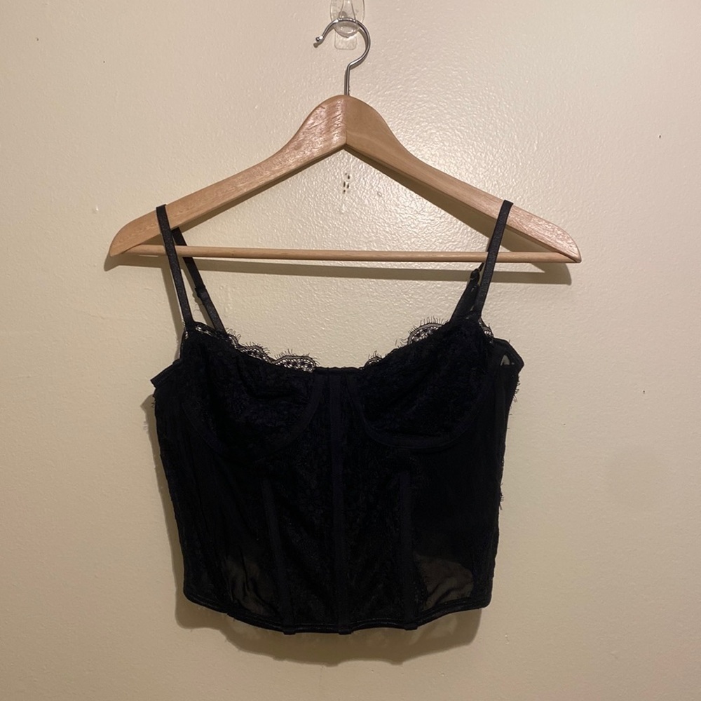 WHITE FOX BLACK CORSET BUSTIER BRA. Size XL